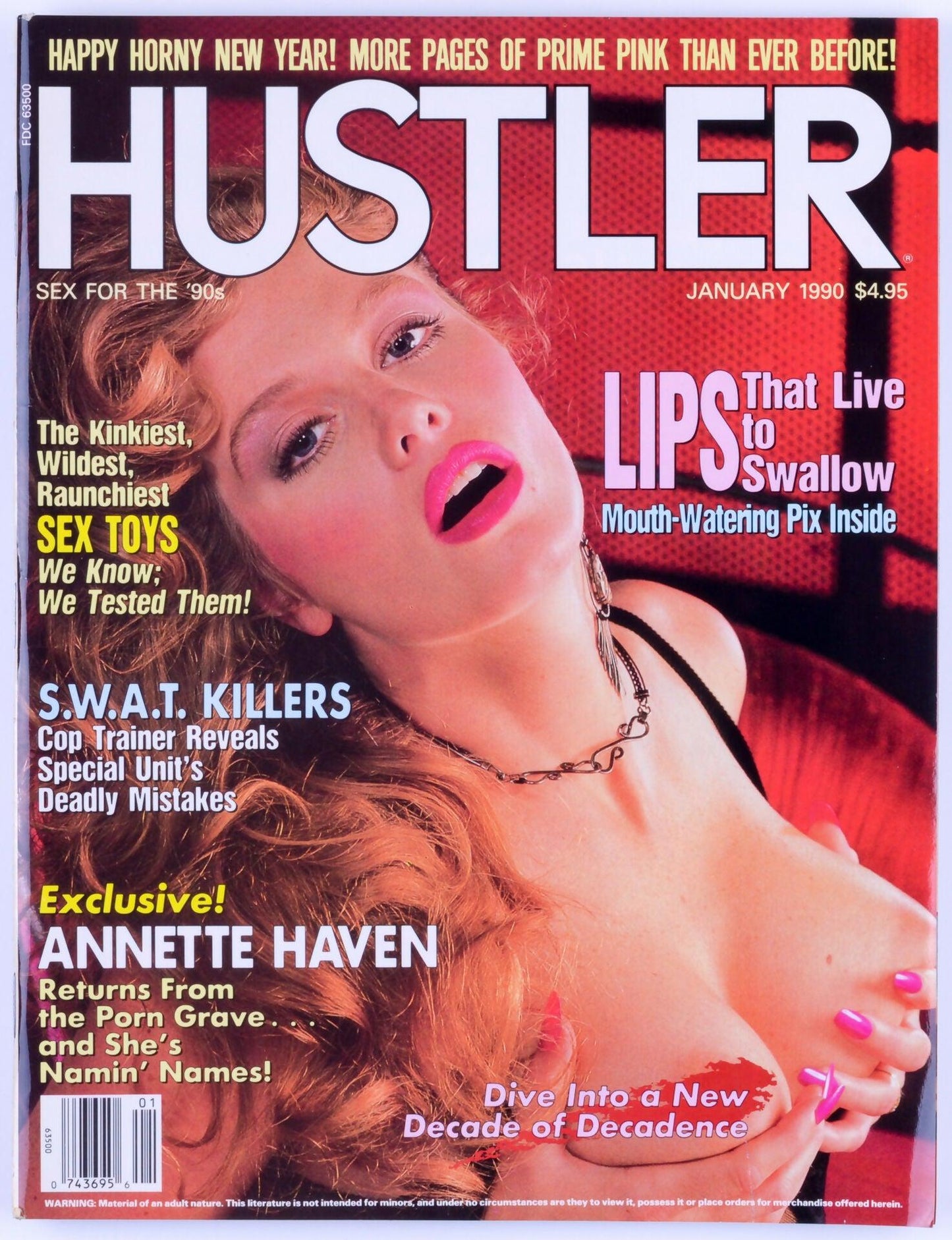 HUSTLER Vintage Softcore Adult Magazine Vol. 16 No. 7 January 1990 - Annette Haven - XXX Marketplace