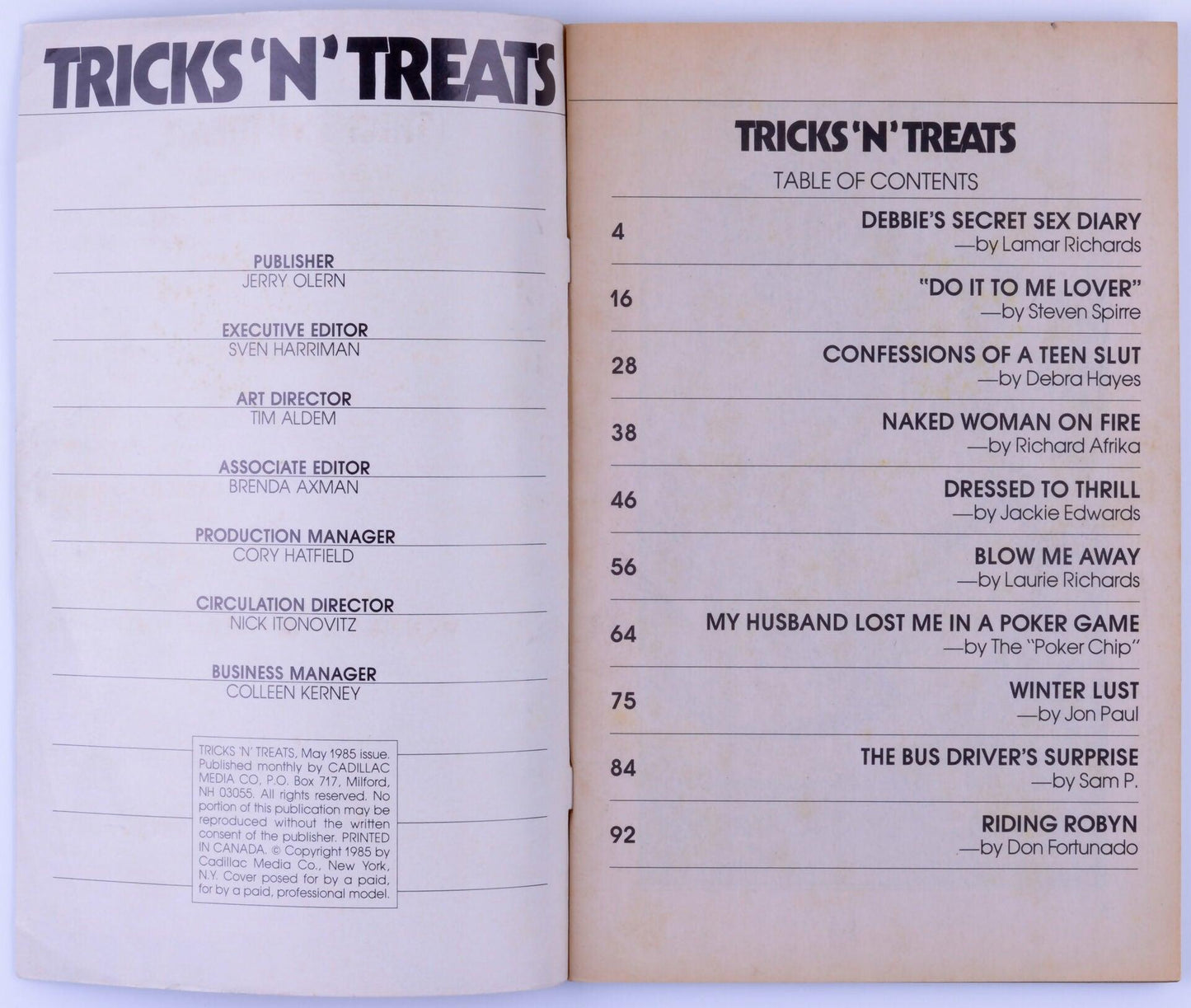 *Rare* TRICKS 'N' TREATS Adult Literature Magazine May 1985 98 Pages - XXX Marketplace
