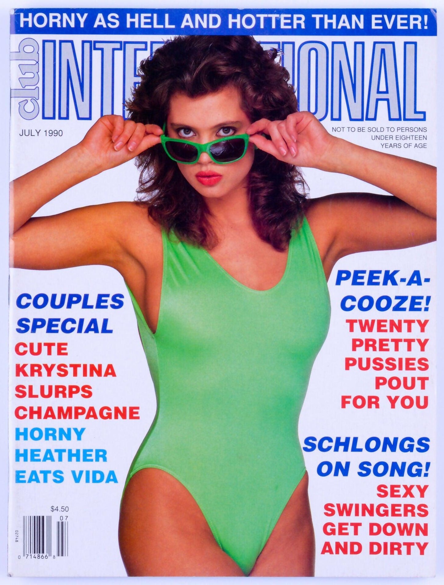 Club INTERNATIONAL Vintage Softcore Magazine Vol. 14 Issue 7 July 1990- Baywatch Babe Brandy Ledford - XXX Marketplace