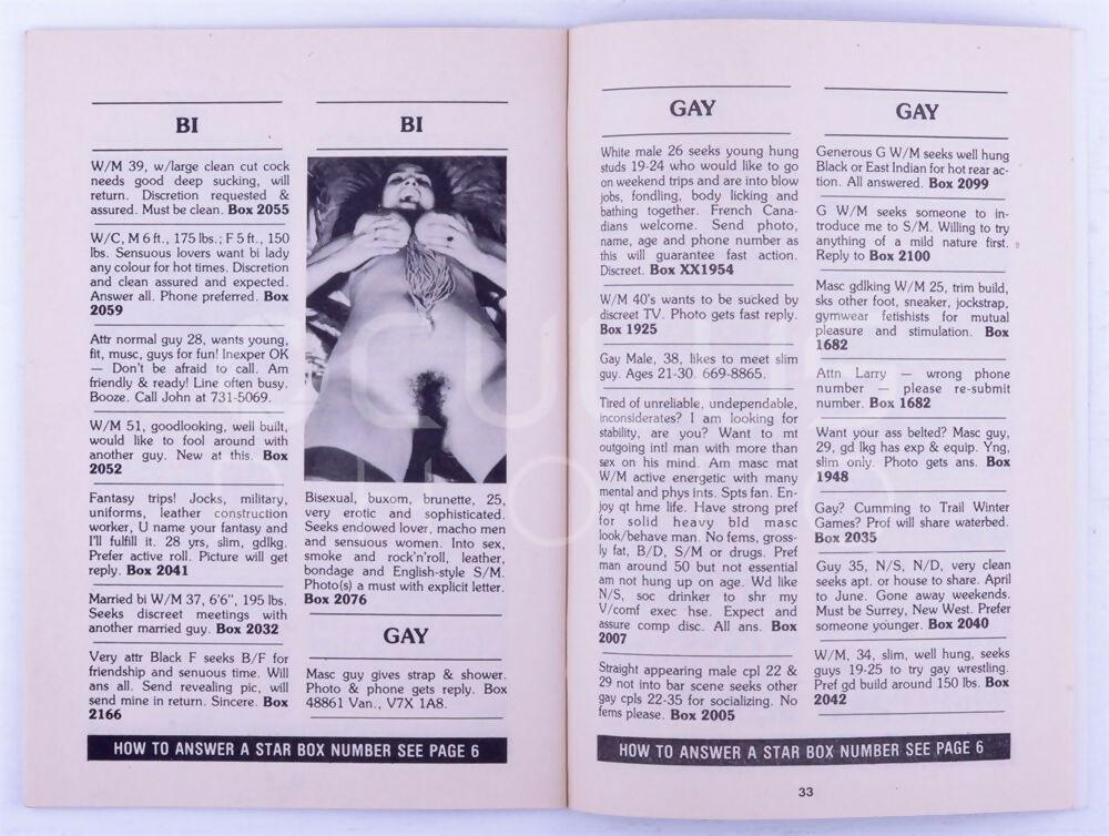 Vancouver Star Digest Vintage Softcore Adult Personals Northwest Swingers Booklet March 1982 Vol. 1 - XXX Marketplace