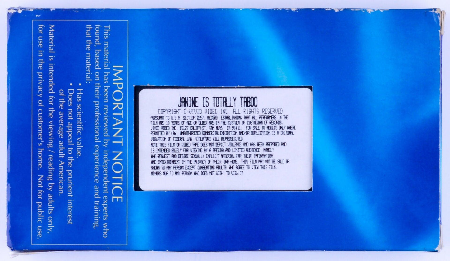 *Rare* JANINE IS TOTALLY TABOO BY VIVID VHS Tape Unknown Production Date - XXX Marketplace