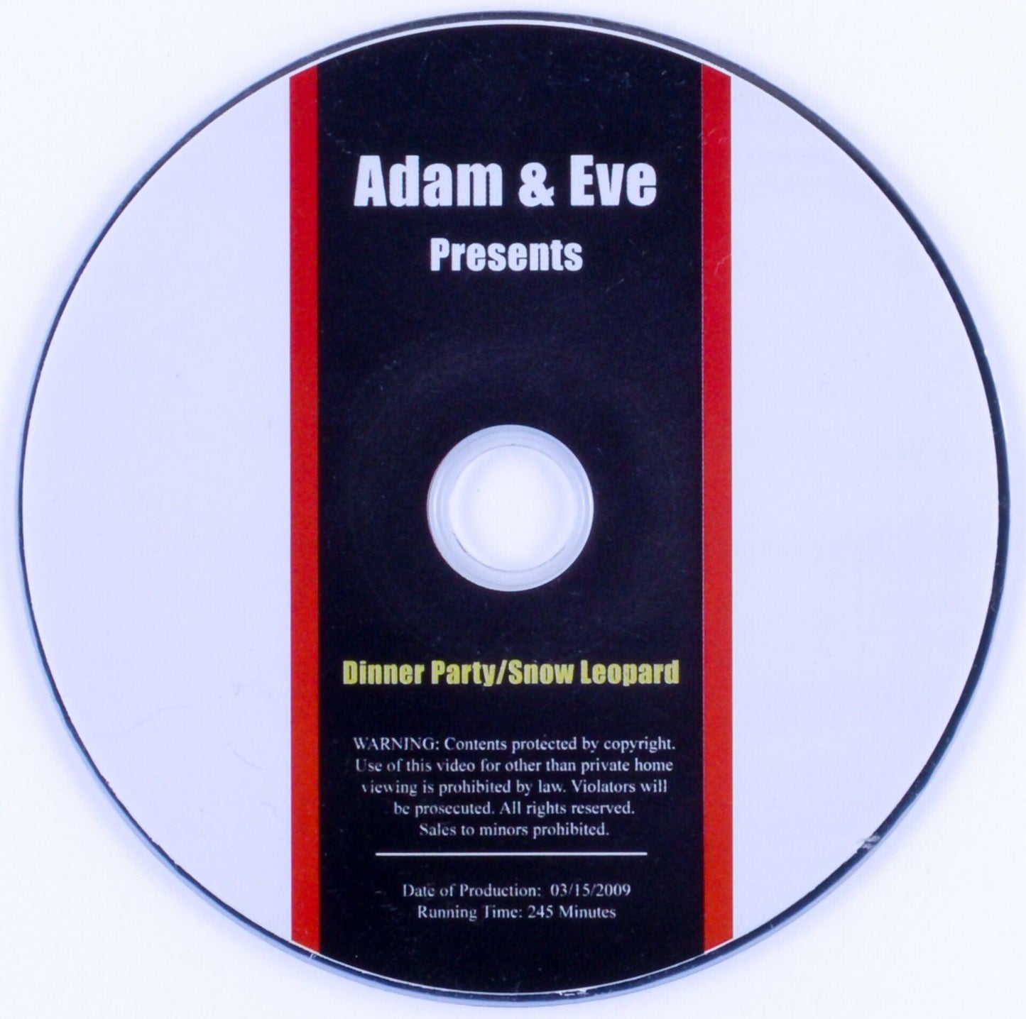 DINNER PARTY/SNOW LEOPARD Adult DVD Adam & Eve Presents 2009 245 Minutes - XXX Marketplace