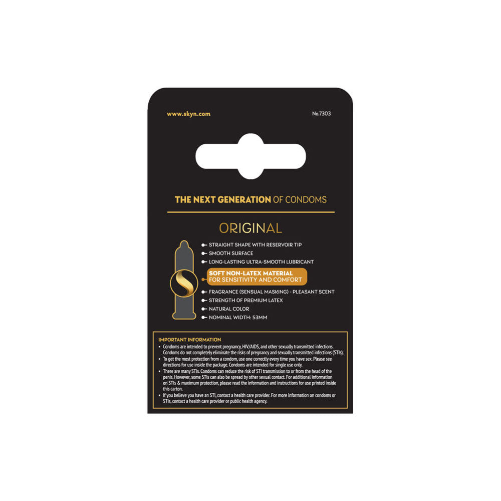 Skyn Original - Non-Latex Lubricated Condoms - 3 Pack