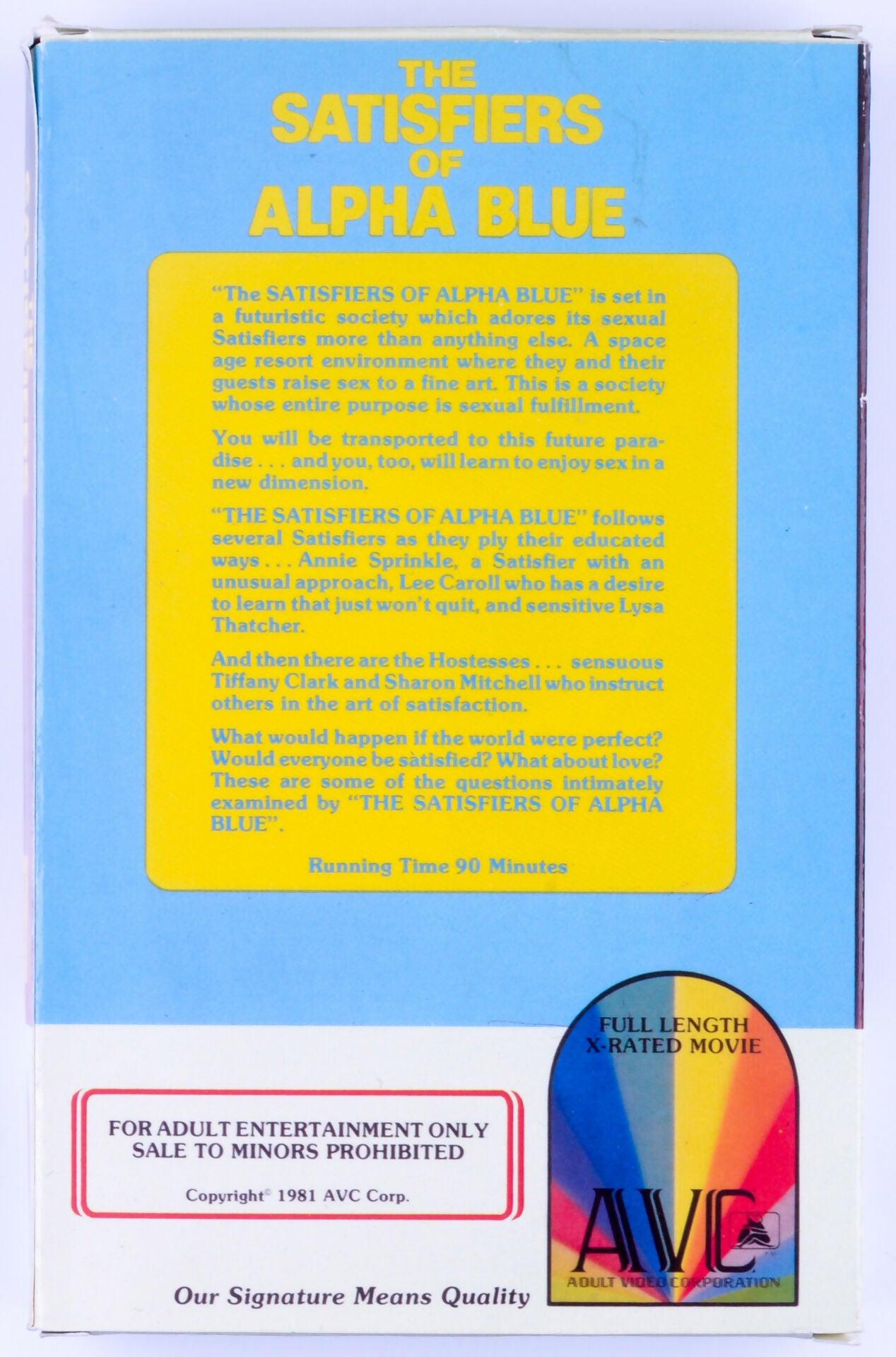 *Rare* THE SATISFIERS OF ALPHA BLUE VHS Tape 1981 Starring Annie Sprinkle, Lee Caroll & Lysa Thatcher - XXX Marketplace