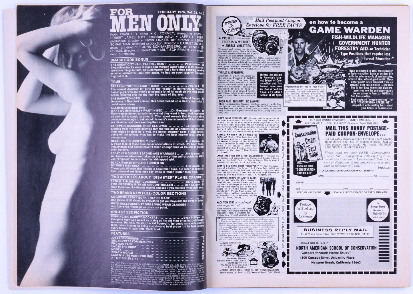 FOR MEN ONLY Vintage Softcore Adult Magazine Vol. 23 No. 2 February 1976 - XXX Marketplace