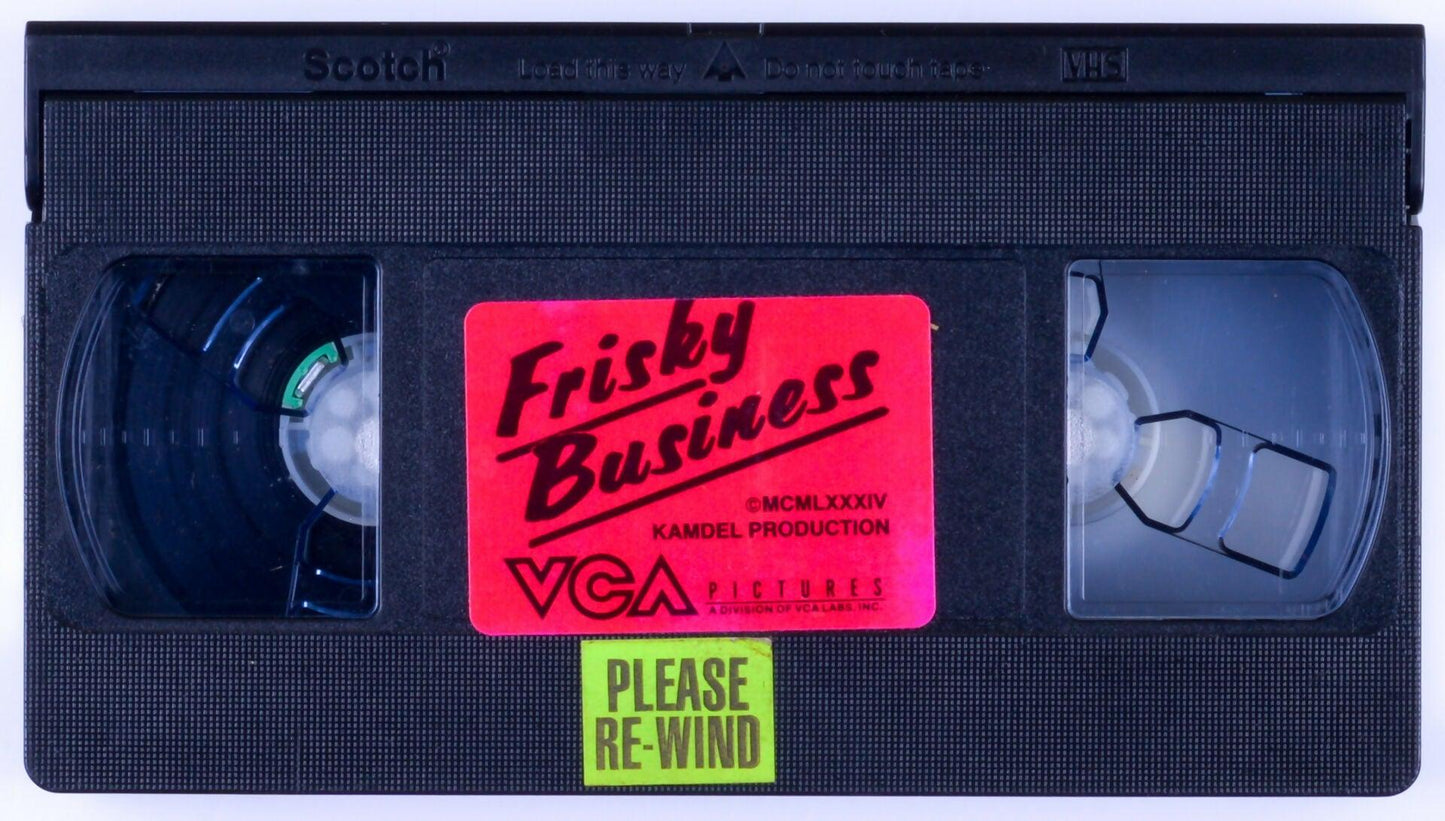 *Rare* FRISKY BUSINESS Adult VHS Tape KAMDEL PRODUCTION 1984 - Kimberly Carson, Cara Lott, John Leslie, Honey Wilder, Randy West - XXX Marketplace