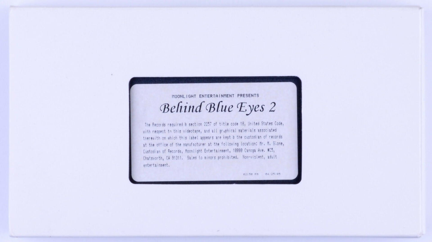 *Rare* Behind Blue Eyes 2 Adult VHS Tape MOONLIGHT ENTERTAINMENT PERSENTS 1986 82 Min. - Peter North, Sabrina Scott, Paula Harlow, Krista Lane, Sheena Horn, Tiffany Storm - XXX Marketplace