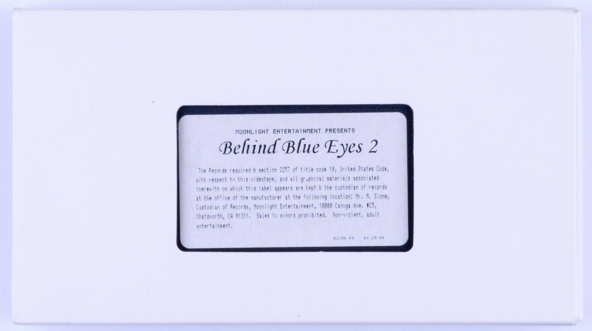 *Rare* Behind Blue Eyes 2 Adult VHS Tape MOONLIGHT ENTERTAINMENT PERSENTS 1986 82 Min. - Peter North, Sabrina Scott, Paula Harlow, Krista Lane, Sheena Horn, Tiffany Storm - XXX Marketplace