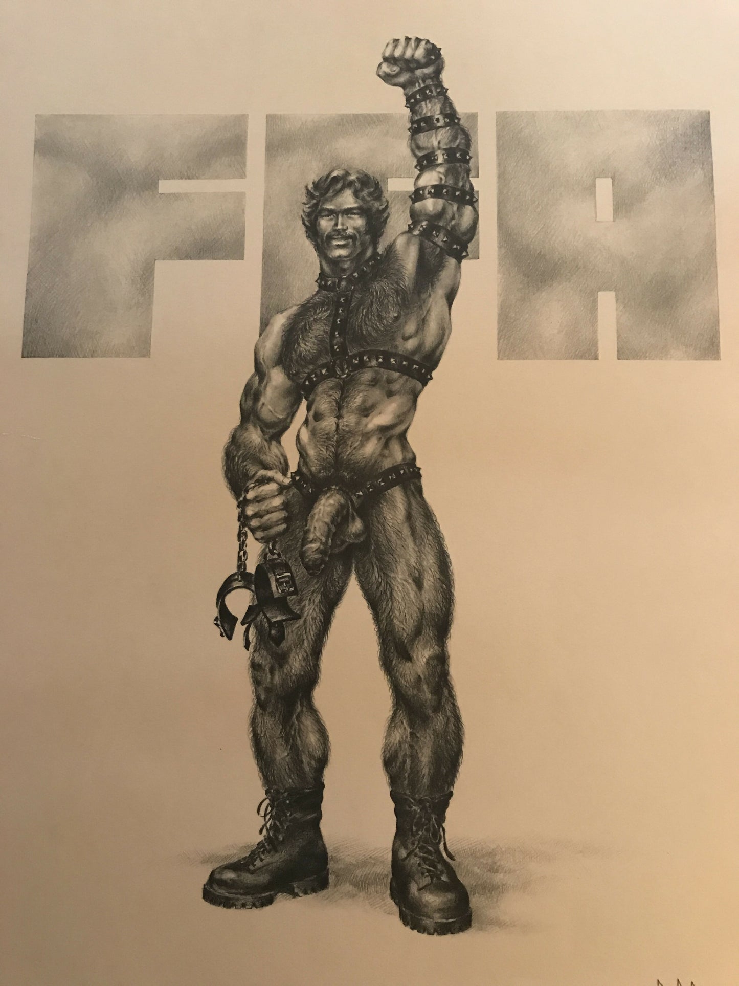 Jakal Gay Art Print Bondage Dungeon Master BDSM 1977 "Fist Fuckers of America" FFA