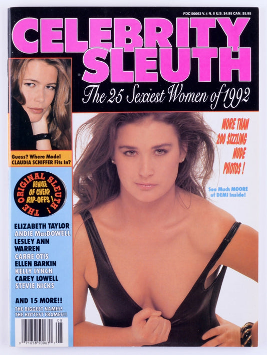 CELEBRITY SLEUTH 1991 Vol. 4 No. 8 Vintage Softcore Adult Nude Celebrity Magazine - Demi Moore, Elizabeth Taylor