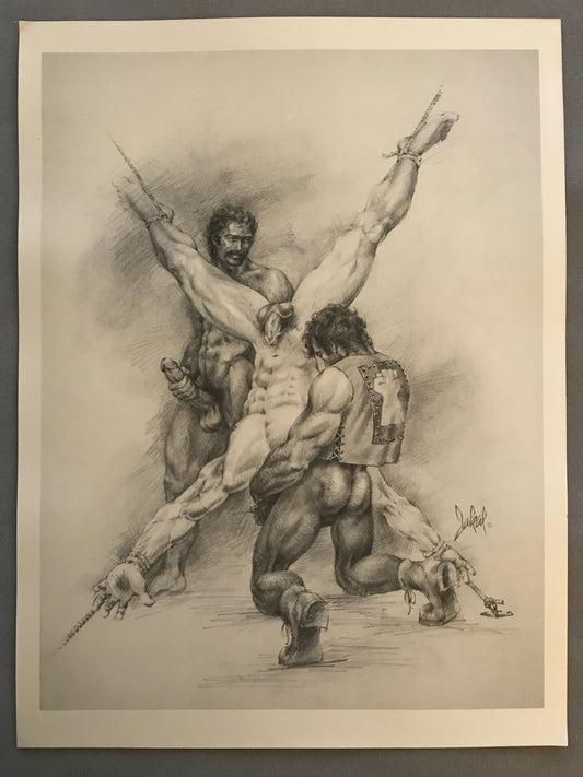 Jakal Gay Art Print Bondage Dungeon Master BDSM 1970's Inverted Tag Team