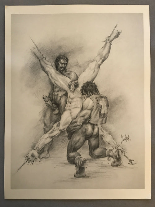 Jakal Gay Art Print Bondage Dungeon Master BDSM 1970's Inverted Tag Team