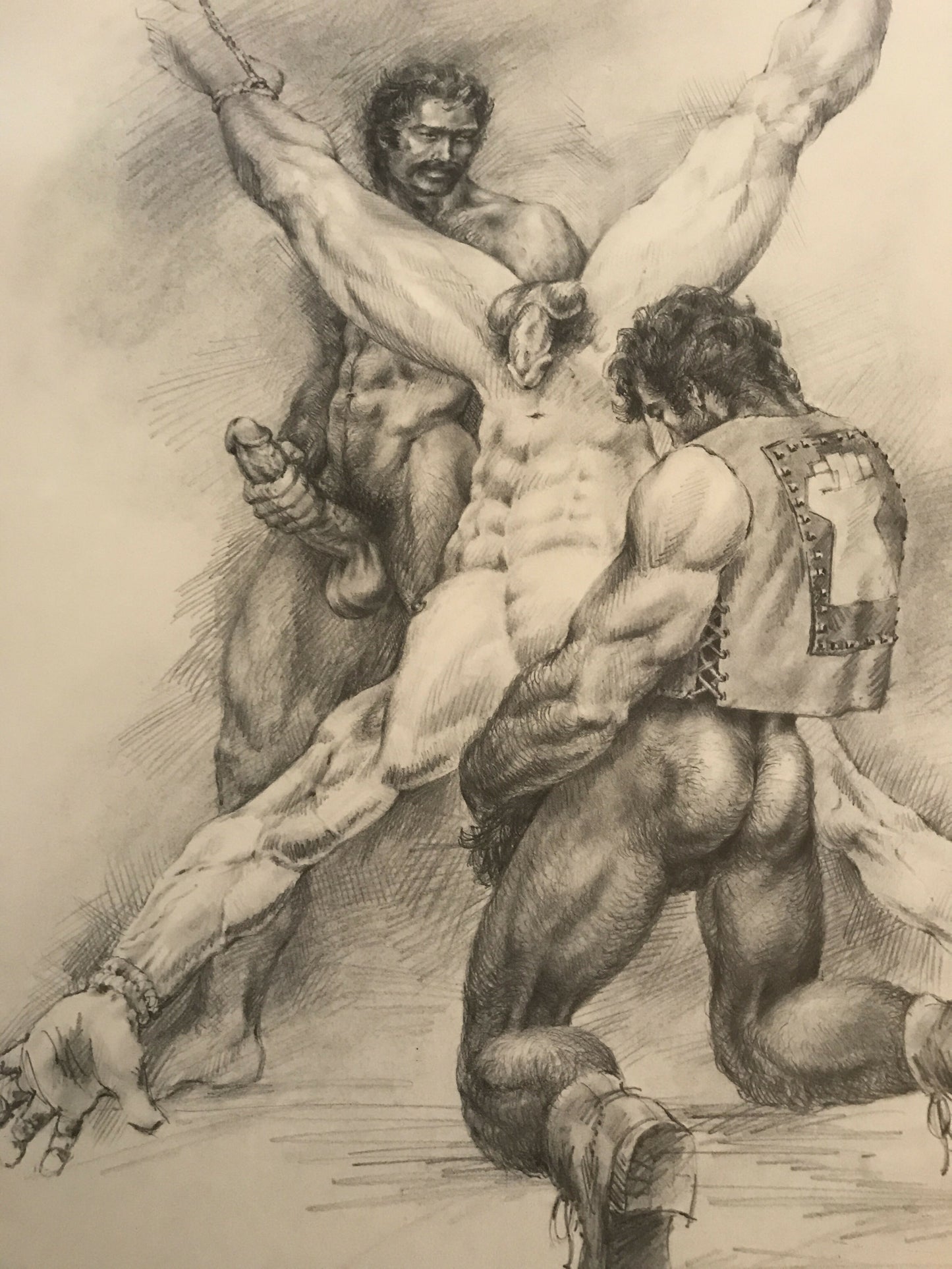 Jakal Gay Art Print Bondage Dungeon Master BDSM 1970's Inverted Tag Team