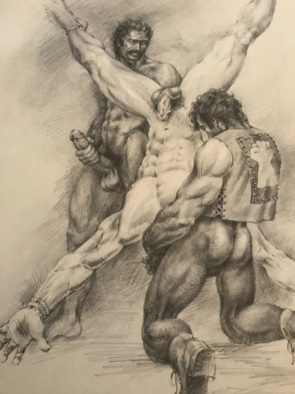Jakal Gay Art Print Bondage Dungeon Master BDSM 1970's Inverted Tag Team