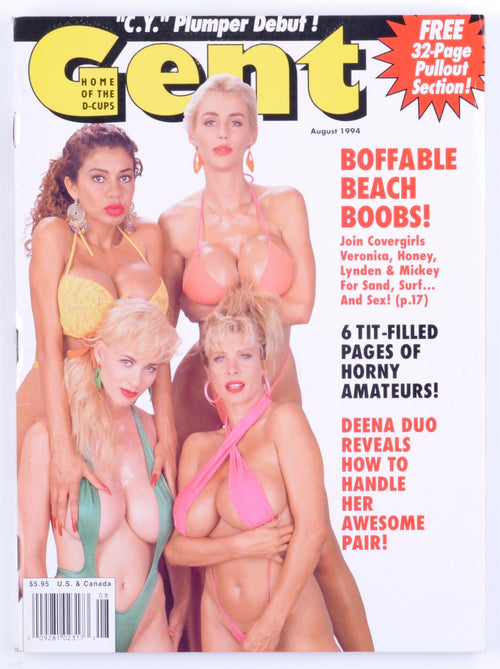 *Rare* Gent August 1994 Vol. 35 No. 8 Big Tits Softcore Vintage Magazine - Veronica Rio, Honey Moons, Deena Duo