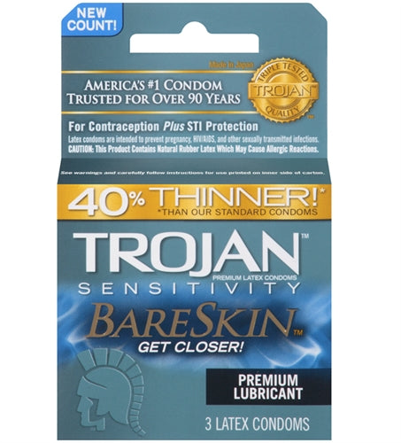 Trojan Sensitivity Bareskin Lubricated Condoms - 3 Pack