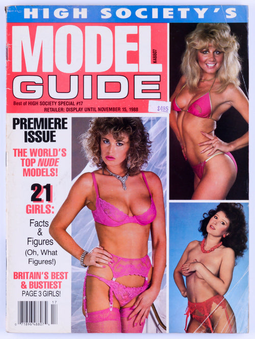 HIGH SOCIETY'S MODEL GUIDE 1988 Vol. 1 No. 1 Vintage Softcore Adult Magazine *Fair*