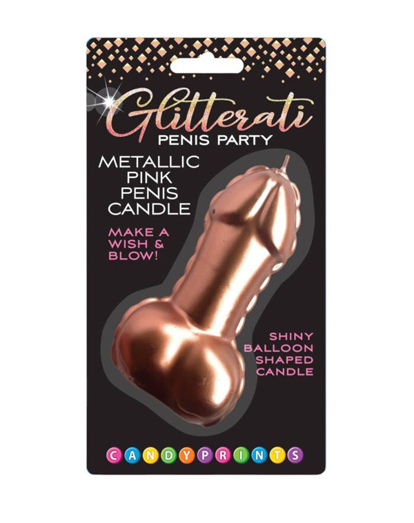 "Pink Foil Penis Balloon Candle - Rose Gold LG-CP1245"