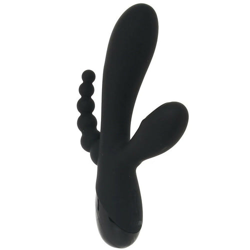 Triple Aces Vibrating and Tapping Dildo - Black