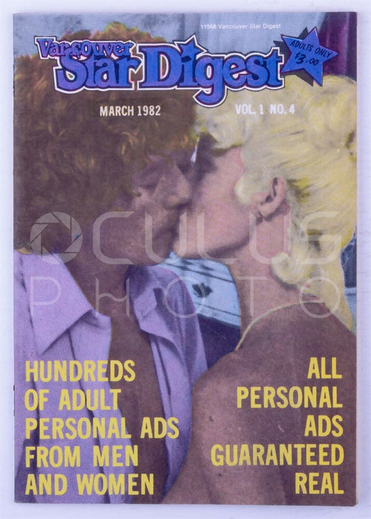 Vancouver Star Digest Vintage Softcore Adult Personals Northwest Swingers Booklet March 1982 Vol. 1