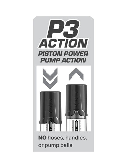 Pump Worx Max Boost- Manual Piston-Action Penis Pump - Black/Clear