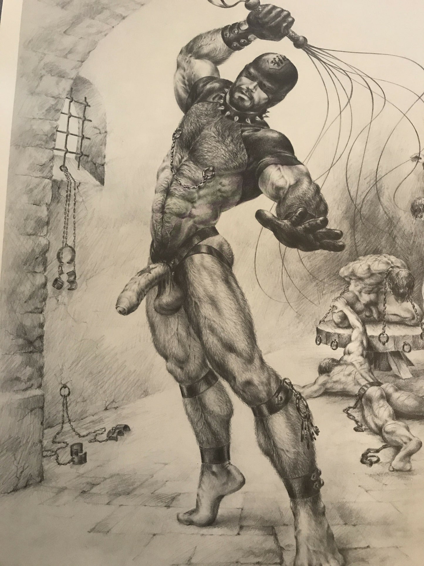 Jakal Gay Art Print FFA Bondage Dungeon Master BDSM Whip Scene Dungeon 1977