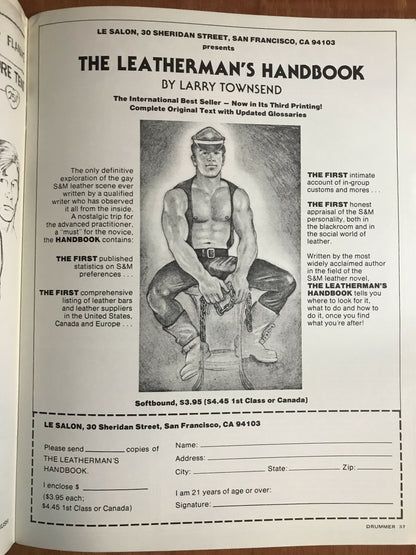 Drummer #22 Gay Men's Leather Magazine 1978 Macho Male