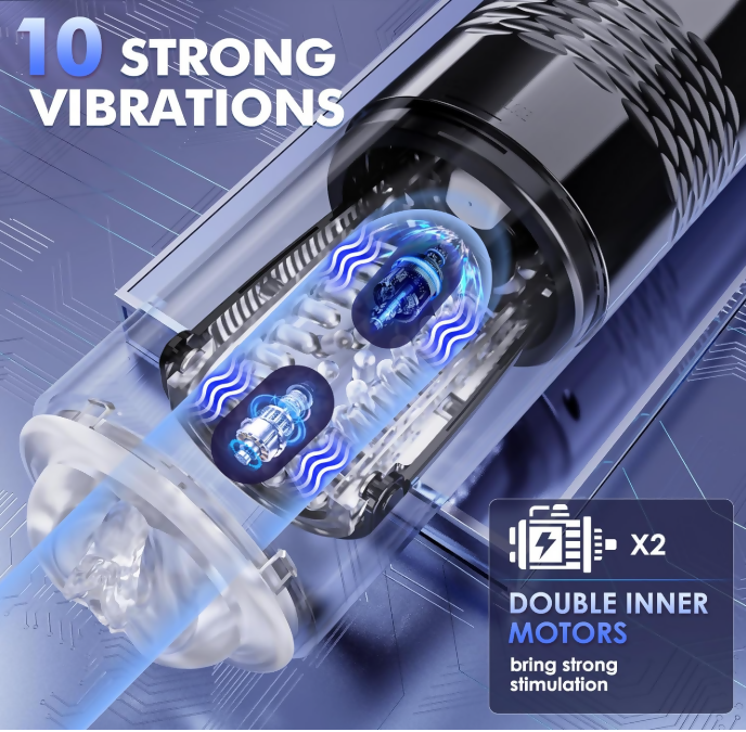 EORONE 10-Mode Vibrating & 6-Mode Thrusting Male Masturbator with LCD Display