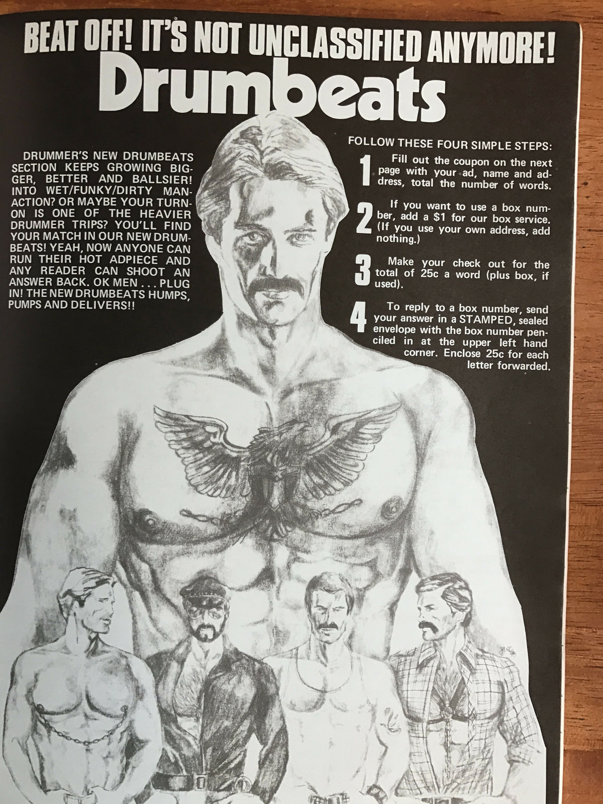 Drummer #30 Gay Men's Leather Magazine 1978 Zeus Men of Bondage Poster