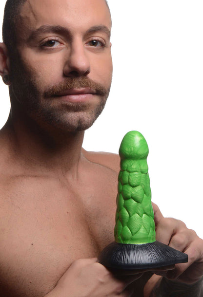 Radioactive Reptile Thick Scaly Silicone Dildo - Green