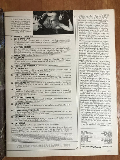 Drummer #63 Gay Men's Leather Magazine 1983 Macho Male Bill Ward