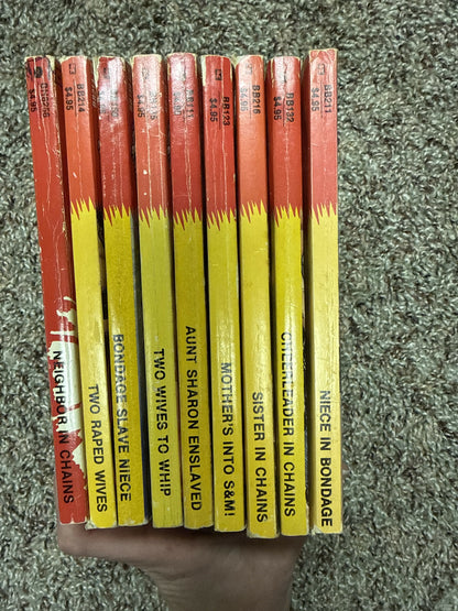 Vintage Bondage Book Novels, LOT OF 9- 1987 & 1988, Nathan Silvers Maxine Neville