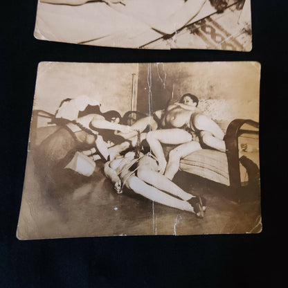 Lot of 2 Original 1940s Vintage B&W Pin-Up Nude Sex Orgy Photographs 3"x4"