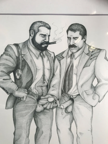 Gay Art Print by Douglas, Cigar Daddies Suit & Tie, Signed & Matted