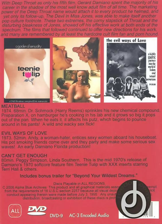 Cult 70s Porno Director: Gerard Damiano XXX Triple Feature Alpha Blue Archives DVD