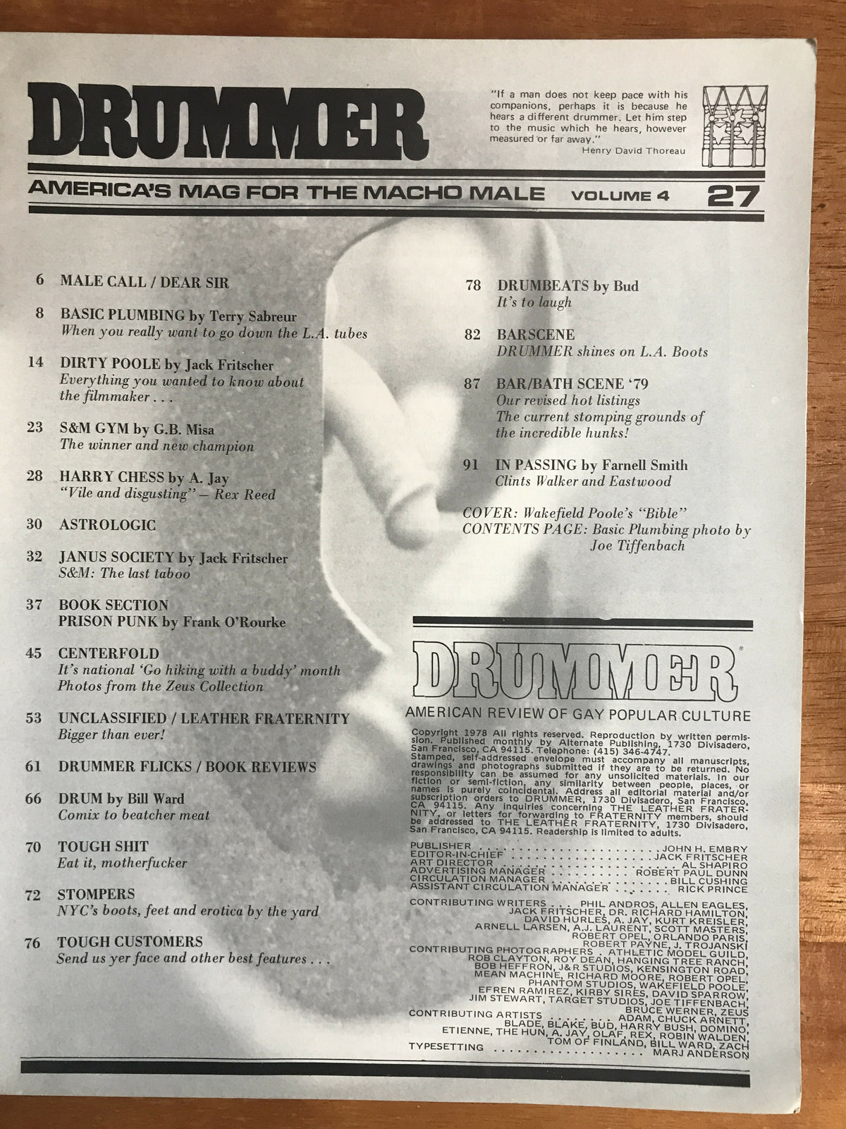 Drummer #27 Gay Men's Leather Magazine 1978 Zeus Poster, Wakefield Poole