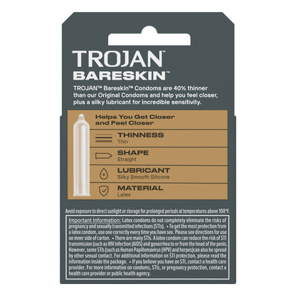 Trojan Sensitivity Bareskin Lubricated Condoms - 3 Pack