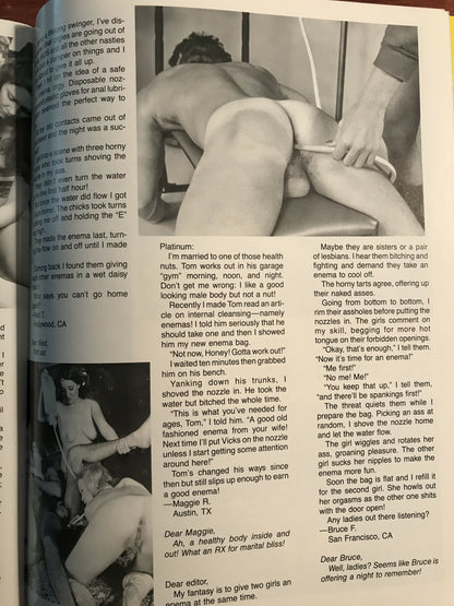 WET LETTERS 1 #6, c.1980 Star Distributors. Enema Water Sports Magazine