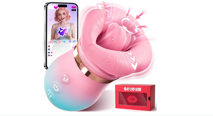Vibrator Adult Sex Toys for Women - Sovokn 5IN1 Mouth Sucking Vibrator Rose Sex Toy, 10 Tongue Licking, 3 Auto & 1 Manual Sucking Adult Toys New APP, Anal Clit Nipple Vibrators Female Couples Sex Toys