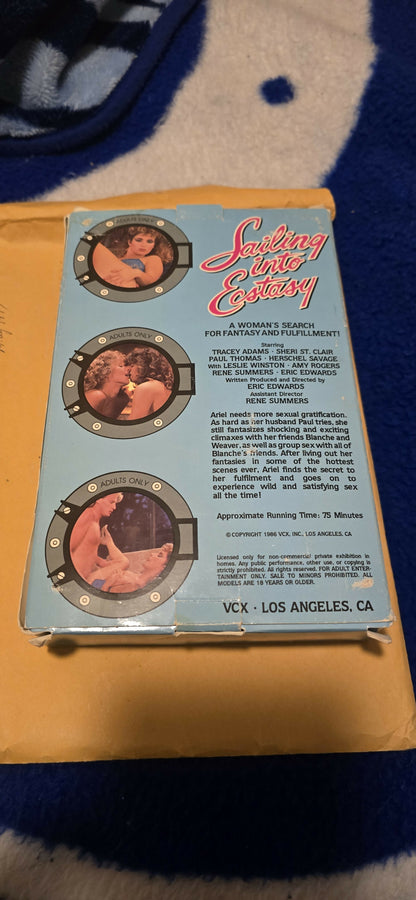 Sailing Into Ecstasy VHS - Starring Tracey Adams, Sheri St. Clair, Herschel Savage - Vintage 1980s Adult Video - Rated X