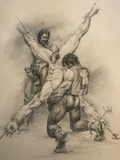Jakal Gay Art Print Bondage Dungeon Master BDSM 1970's Inverted Tag Team