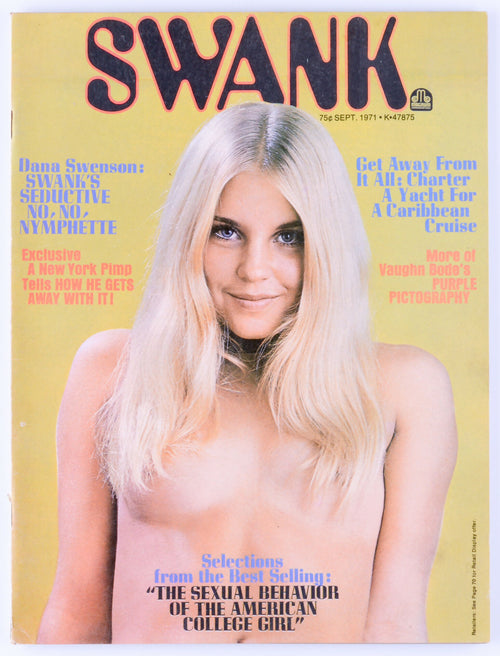 SWANK September 1971 Vol. 18 No. 7 Vintage Softcore Adult Magazine - Dana Swenson, Debbie McGuire