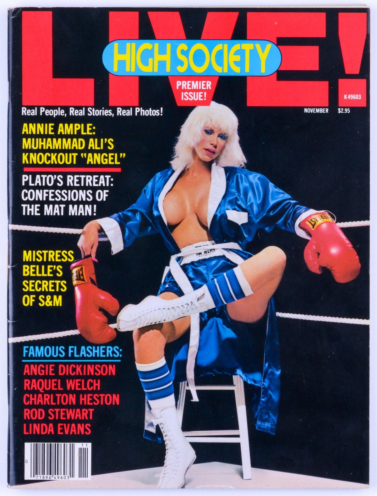 HIGH SOCIETY LIVE! November 1981 Vol. 1 No. 1 *Premiere Issue* Vintage Softcore Magazine - Annie Ample, Mary Travis, Ron Jeremy - XXX Marketplace