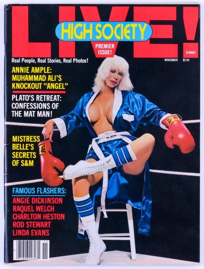 HIGH SOCIETY LIVE! November 1981 Vol. 1 No. 1 *Premiere Issue* Vintage Softcore Magazine - Annie Ample, Mary Travis, Ron Jeremy - XXX Marketplace