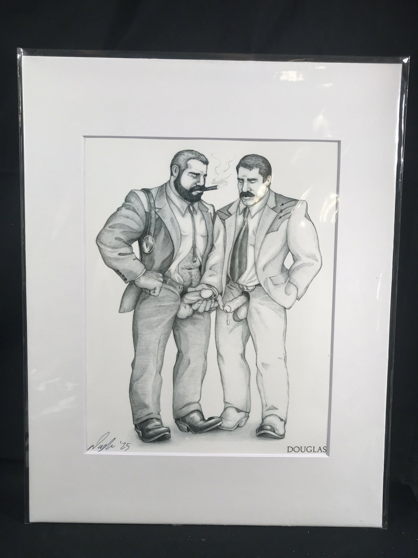 Gay Art Print by Douglas, Cigar Daddies Suit & Tie, Signed & Matted