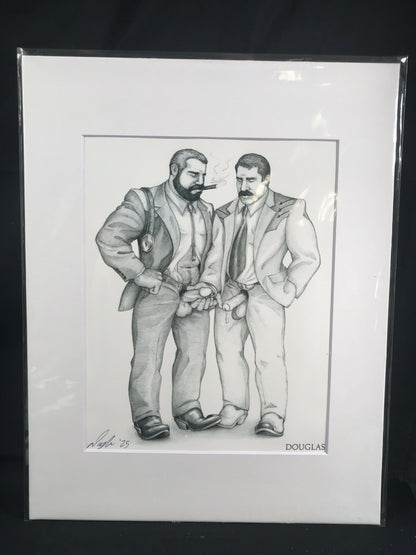 Gay Art Print by Douglas, Cigar Daddies Suit & Tie, Signed & Matted