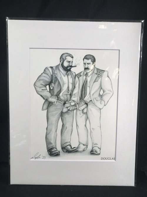 Gay Art Print by Douglas, Cigar Daddies Suit & Tie, Signed & Matted