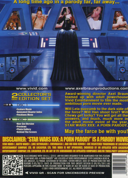 STAR WARS A PORN PARODY XXX DVD 2 DISC SET