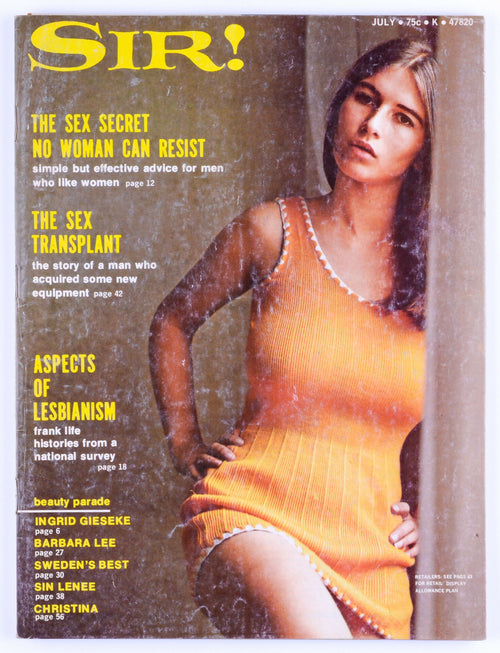 SIR! July 1972 Vol. 28 No. 6 Vintage Softcore Adult Magazine - Trifold Poster, Mariette Fransson, Ingrid Gieseke, Barabar Lee, Sin Lenee