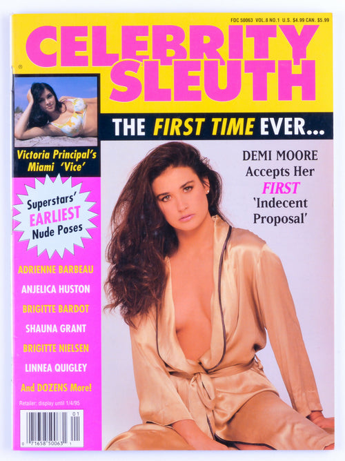 CELEBRTY SLEUTH 1994 Vol. 8 No. 1 Softcore Vintage Magazine - Shauna Grant, Elvira (Cassandra Petersen), Demi Moore, Debbie Harry (Blondie), Samantha Fox, Ginger Lynn, Julia Parton